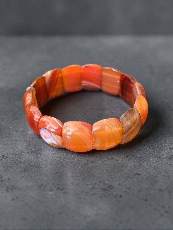 UTC Jewelry - NEW Vintage 925 UTC Silver Carnelian Tile Stretch Bracelet - 7.5" - L/XL
